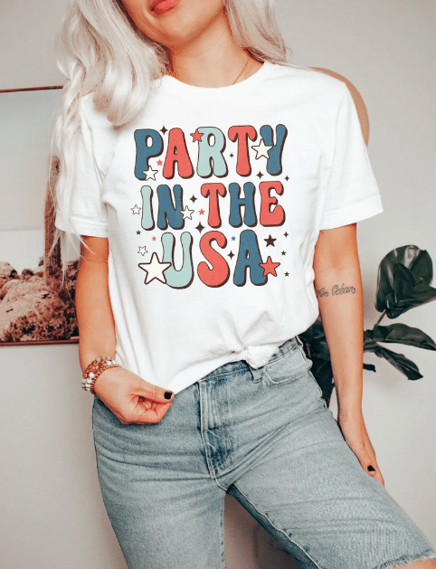 Party in the USA, Retro 4th of July Tee, Fourth Of July, Independence Day Tshirt