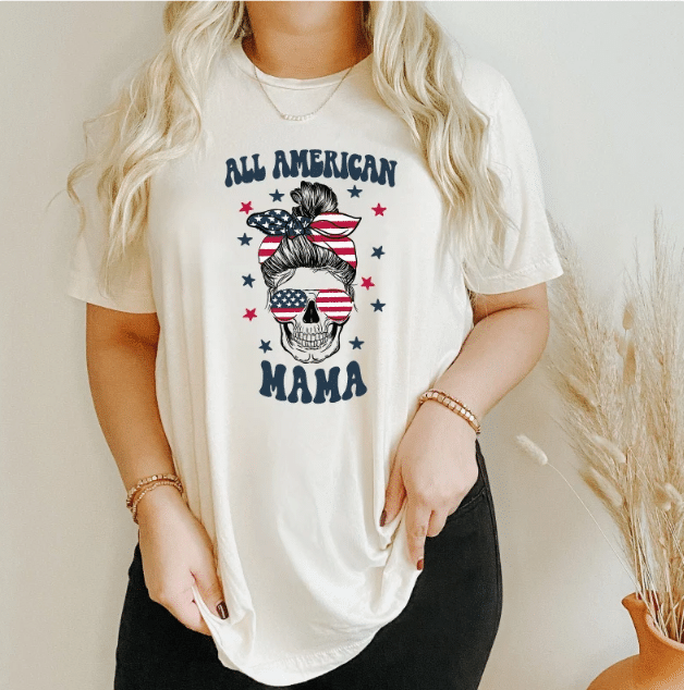 All American Mama Tee, Fourth Of July, Independence Day Tshirt