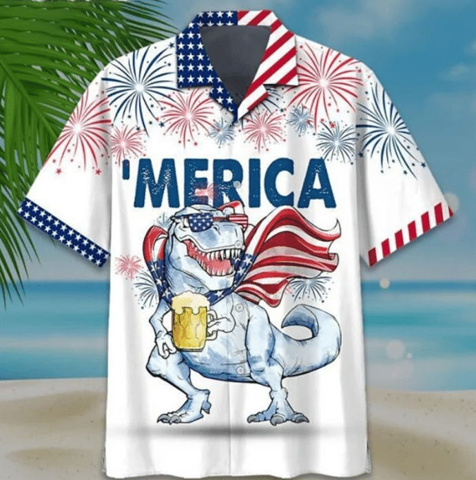 T-rex 4th of July US Independence Day Hawaiian Shirt