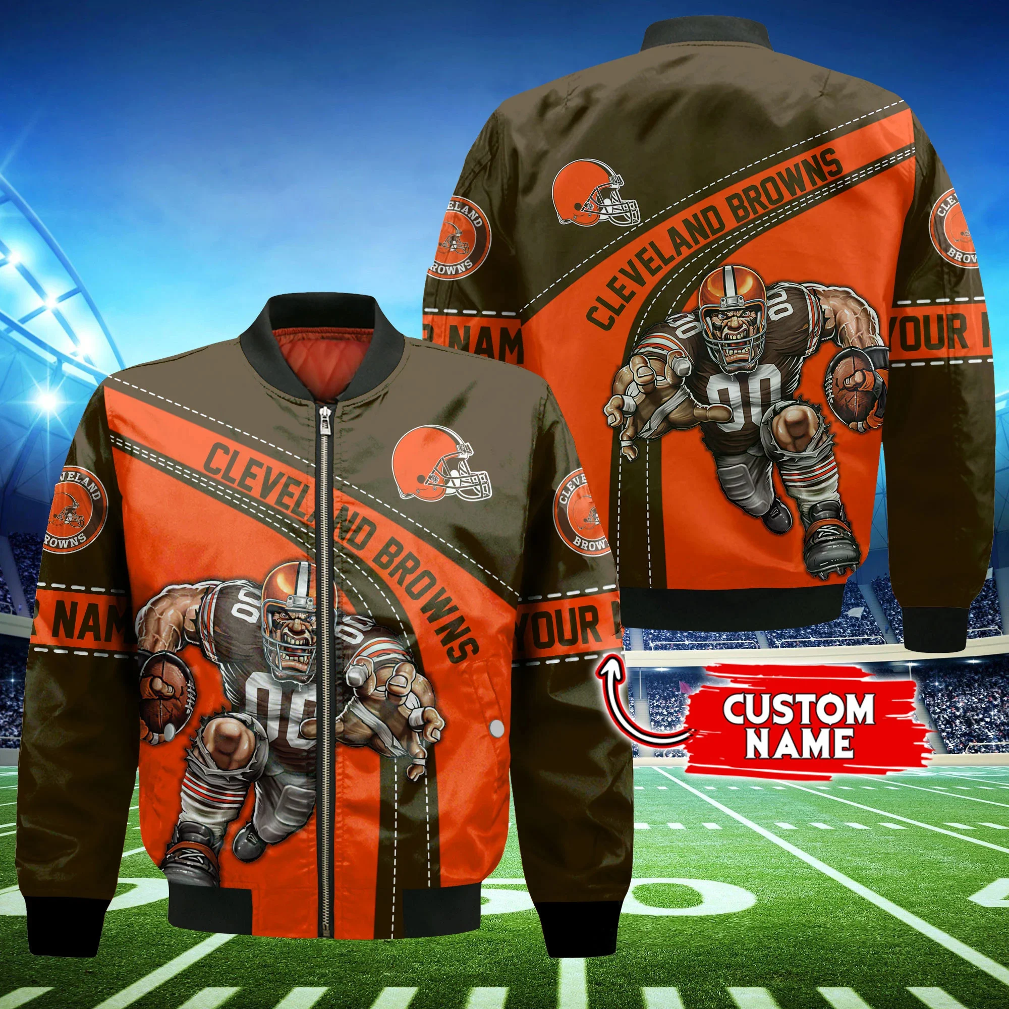 Cleveland Browns Personalized Thick Bomber Jacket CS115