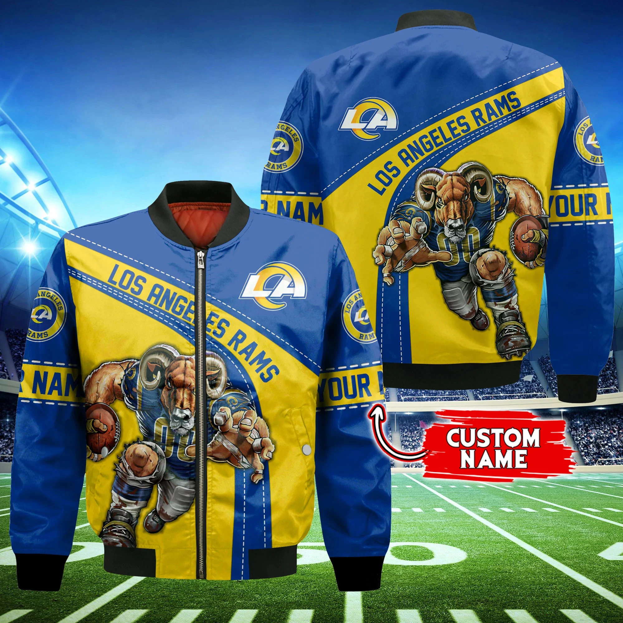 Los Angeles Rams Personalized Thick Bomber Jacket CS126
