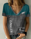 Philadelphia Eagles Summer V-neck Women T-shirt 166