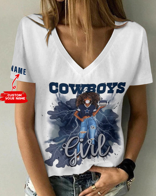 Dallas Cowboys Personalized Summer V-neck Women T-shirt BG290