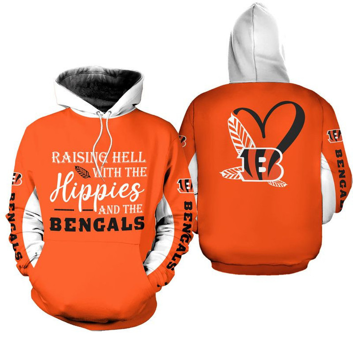 NFL Cincinnati Bengals Limited Edition All Over Print Hoodie Sweatshirt Zip Hoodie T shirt Unisex Size NEW018012