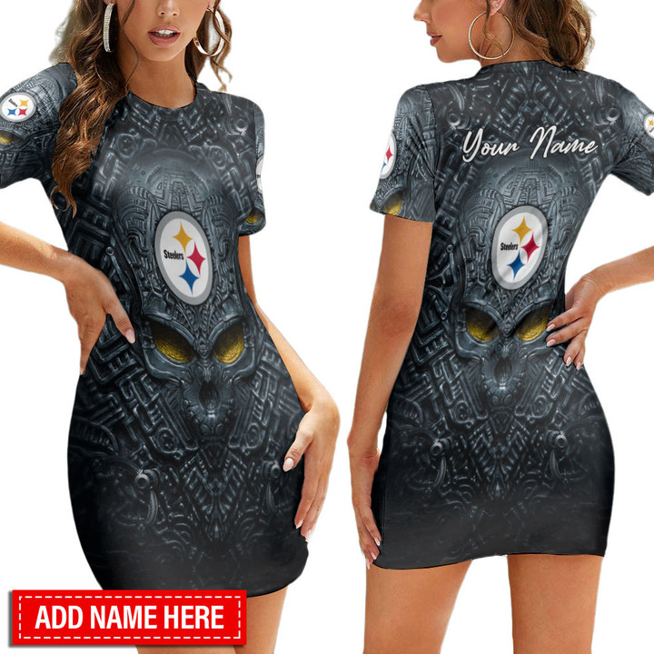 Pittsburgh Steelers Personalized Short Sleeve Bodycon Mini Dress BG361