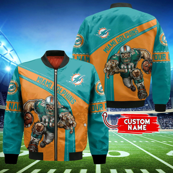 Miami Dolphins Personalized Thick Bomber Jacket CS127