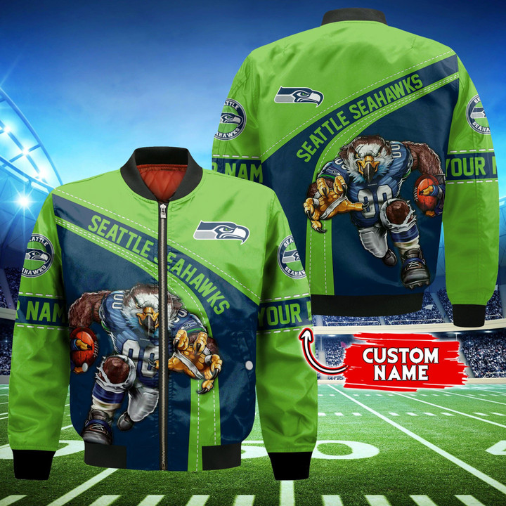 Seattle Seahawks Personalized Thick Bomber Jacket CS136
