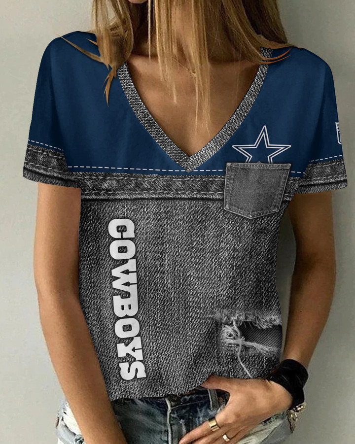 Dallas Cowboys Summer V-neck Women T-shirt 162
