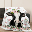 Cow Flower Sherpa Blanket - Cow Blanket