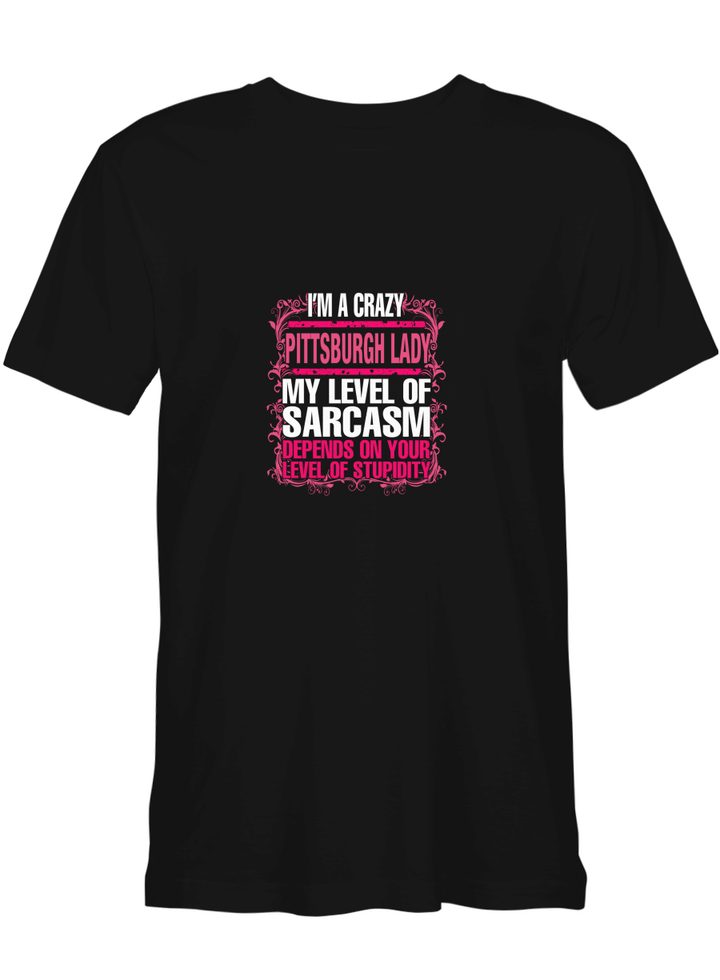 Pittsburgh Lady My Level Of Sarcasm Depends On Your Level Of Stupidity T-Shirt for men and women