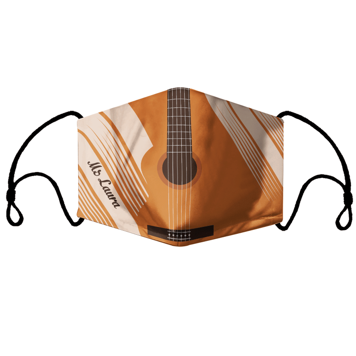 Guitar Fabric Face Mask With Filters Personalize name 01