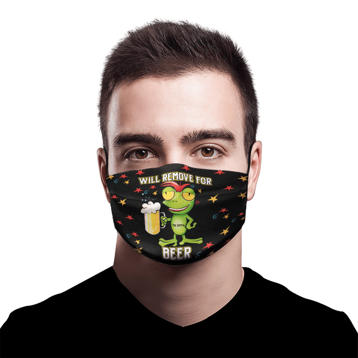 Beer Frog Fabric Face Mask With Filters Personalize Name
