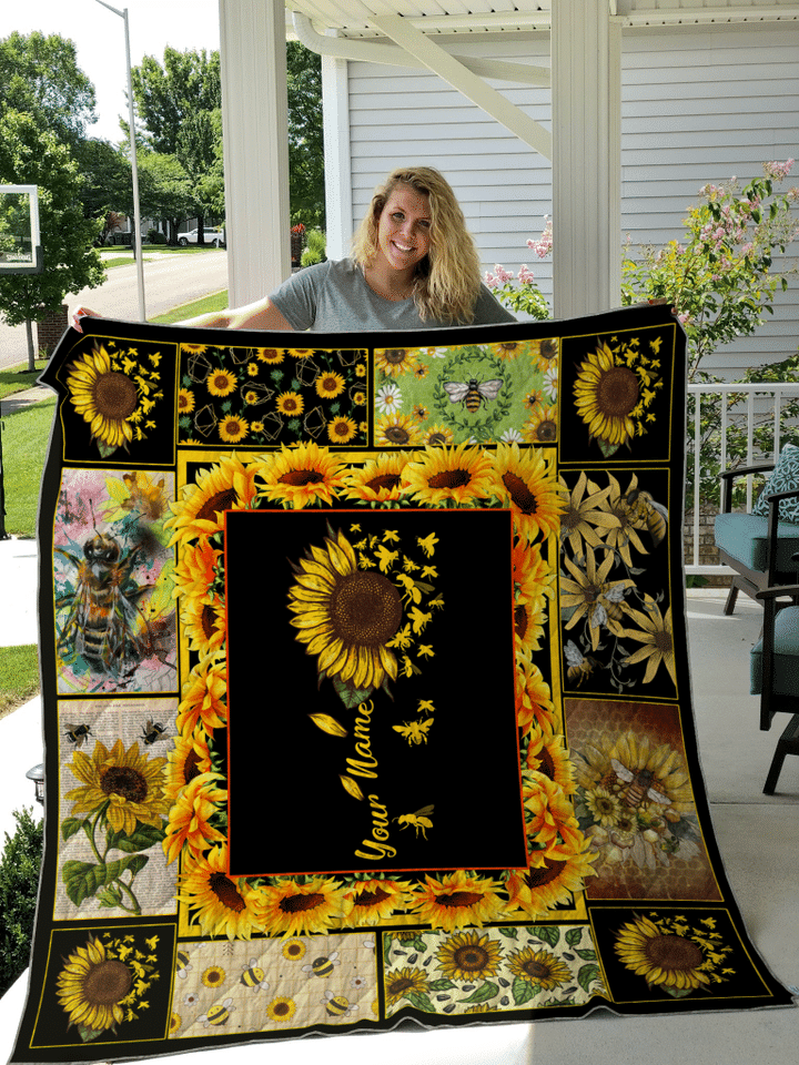 Sunflower Bee Quilt Personalize Name