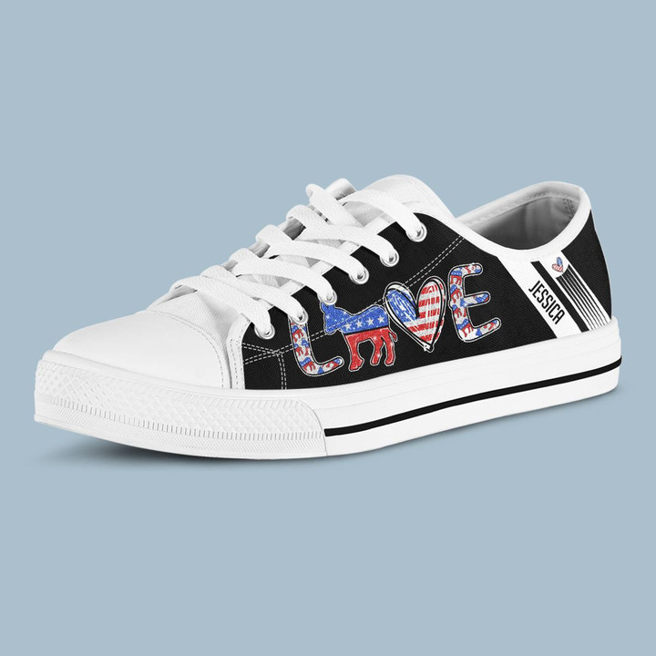 Love Democratic Party Low Top Shoes Custom Personalize Name