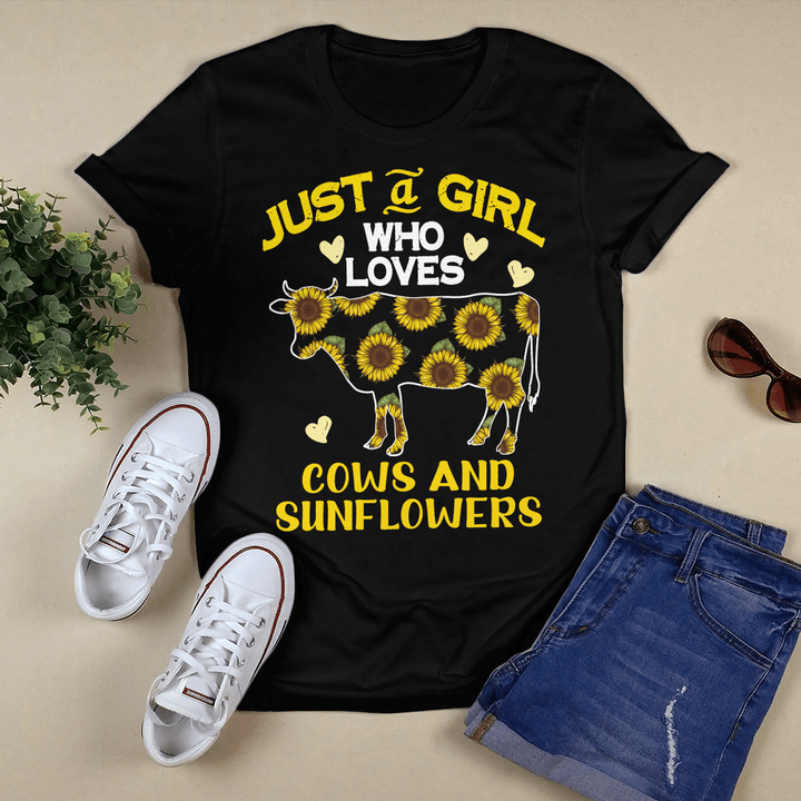 Just A Girl Who Loves Cows And Sunflowers T-Shirt, Hoodie, Sweatshirt
