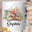 Sloth Personalized Mug, Custom Name Mug