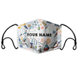 Chemistry Fabric Face Mask With Filters Personalize Your name