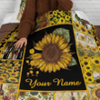 Wine Sunflower Quilt Custom Personalize Name