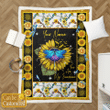 Dragonfly Sunflower  Sherpa Blanket Custom Personalize Your Name