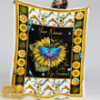 Dragonfly Sunflower  Sherpa Blanket Custom Personalize Your Name