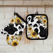 Cow And Sunflower Pattern Oven Mitts