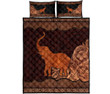 Elephant Carving Leather Skin Style Quilt Bed Set