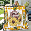 Sloth In Sunflowers Painting Quilt