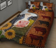 Cow Art Leather Style Quilt Bed Set