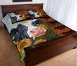 Cow Art Leather Style Quilt Bed Set