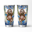 Sloth With Blue Butterfly Tumbler