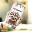 Personalized Sloth Flowers Good Day Stainless Steel Tumbler