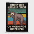 Funny Lazy Sloth I Don'T Like Morning People Vintage Fleece Blanket Sherpa Blanket Woven Blanket Sloths Blankets Sloths Gifts For Sloths Lovers Funny Gifts For Adults Girls Boys Quilt - Sherpa Blanket