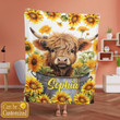 Cow Sunflower Custom Name Blanket