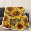 Sunflower Butterflies Sherpa Blanket - Blanket For Sunflower Lovers