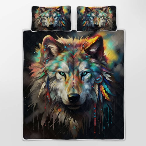 Wolf Quilt Bedding Set 4