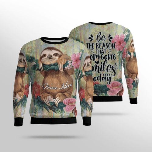 Sloth - Love Sloths Sweater - Sloth Flower Sweater