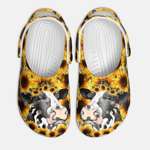 Cow Sunflower Croc Style Clogs