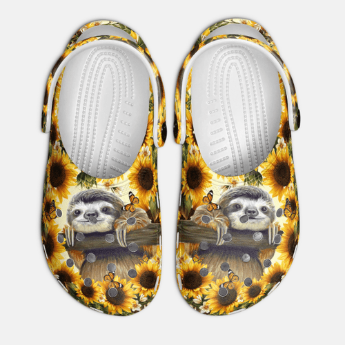 Sloth Sunflower Croc Style Clogs - Sloth Gifts