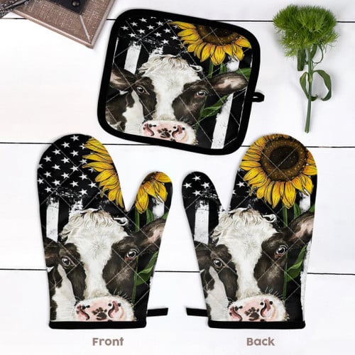 Cow Sunflower American Oven Mitts