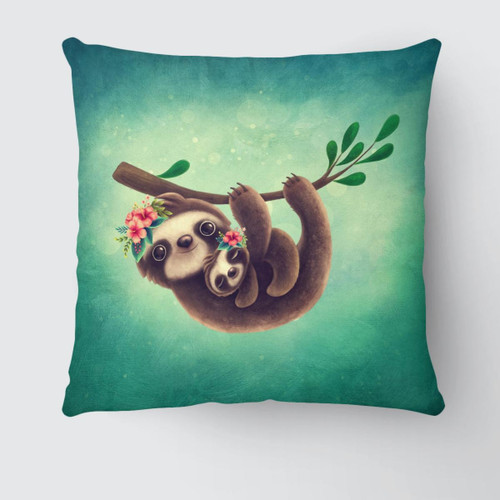 Sloth Mom And Baby Pillow Case Cover (2-sided)