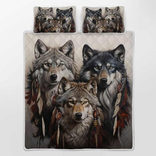 Wolf Quilt Bedding Set 17