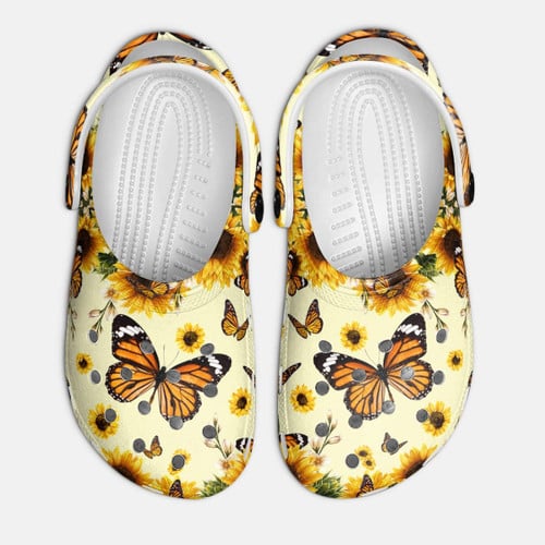 Sunflower Butterfly Croc Style Clogs