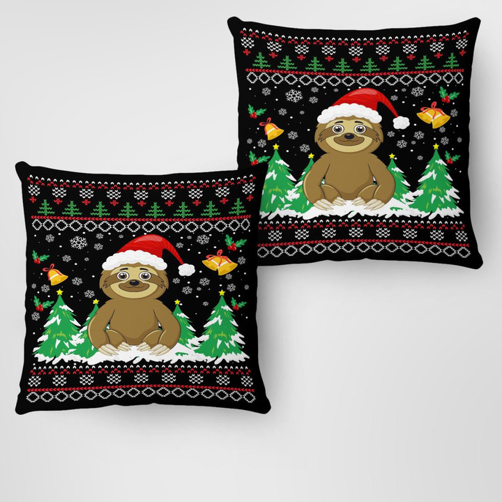 Sloth Christmas Square Pillow