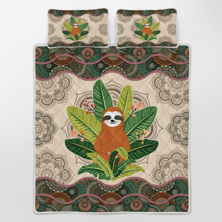 Sloth Mandala Quilt Bedding Set