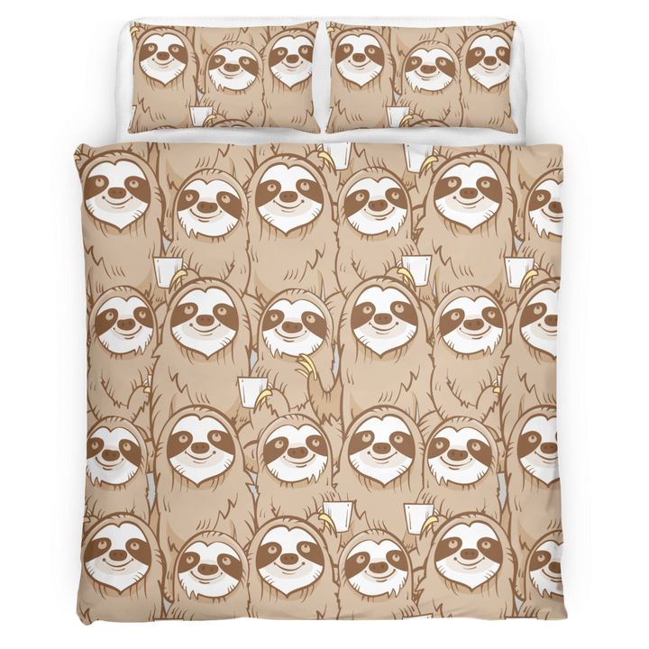 Sloth Bedding Set, Sloth Coffee Bedding Set