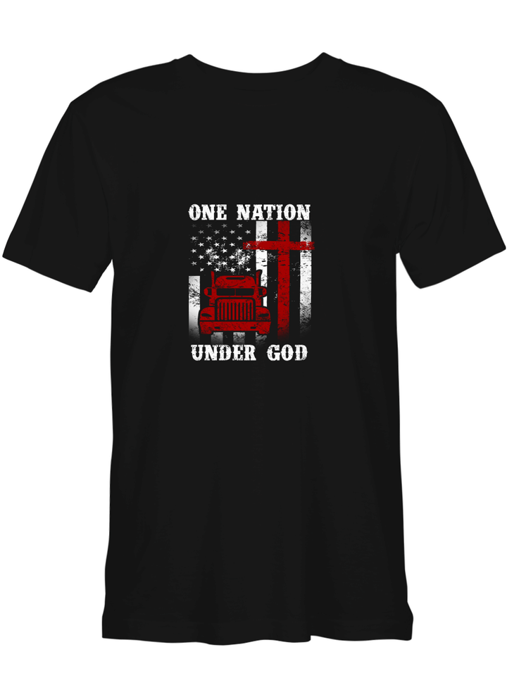 One Nation Under God Trucker Cross T shirts for biker