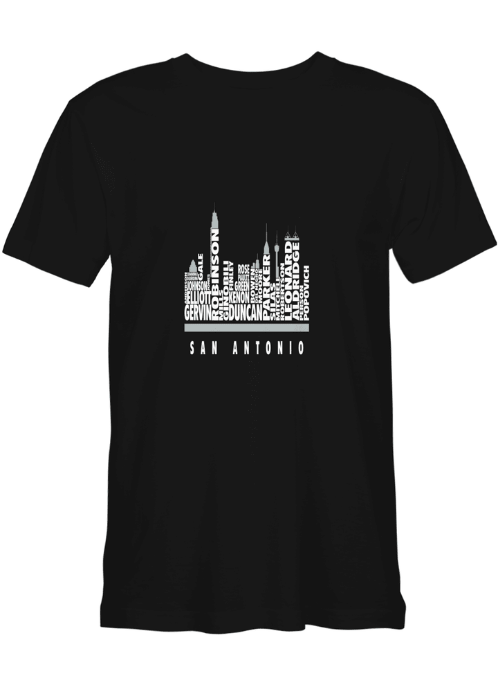 San Antonio Typo City Skyline T-Shirt For Adults