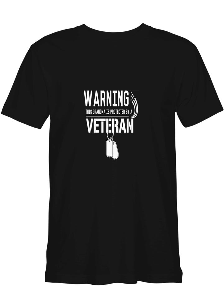 Warning this Grandma is Protected by a Veteran Veteran Grandma T shirts for biker