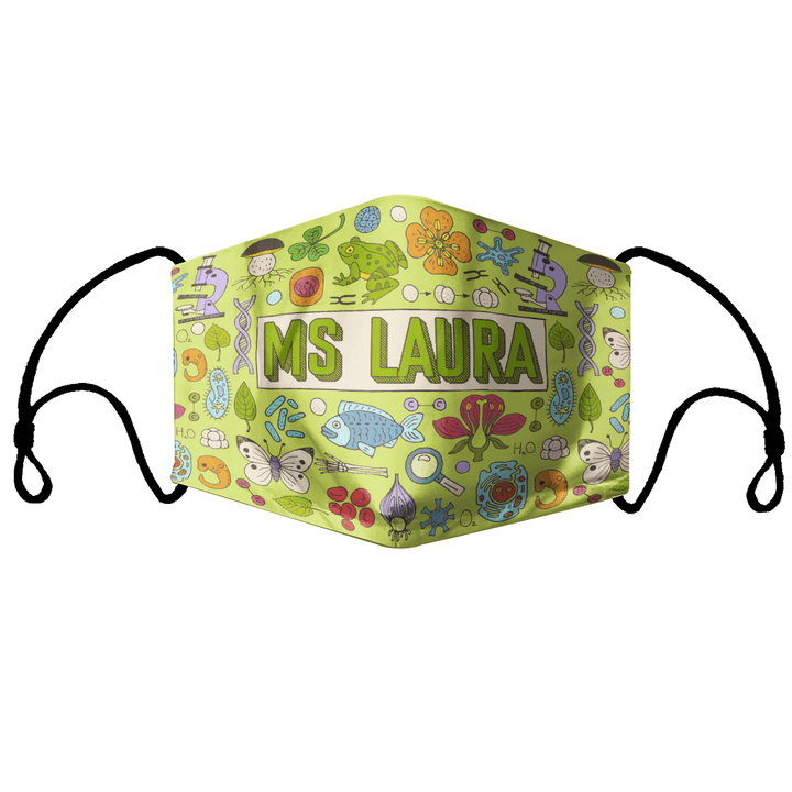 Biology Fabric Face Mask With Filters Personalize name 2