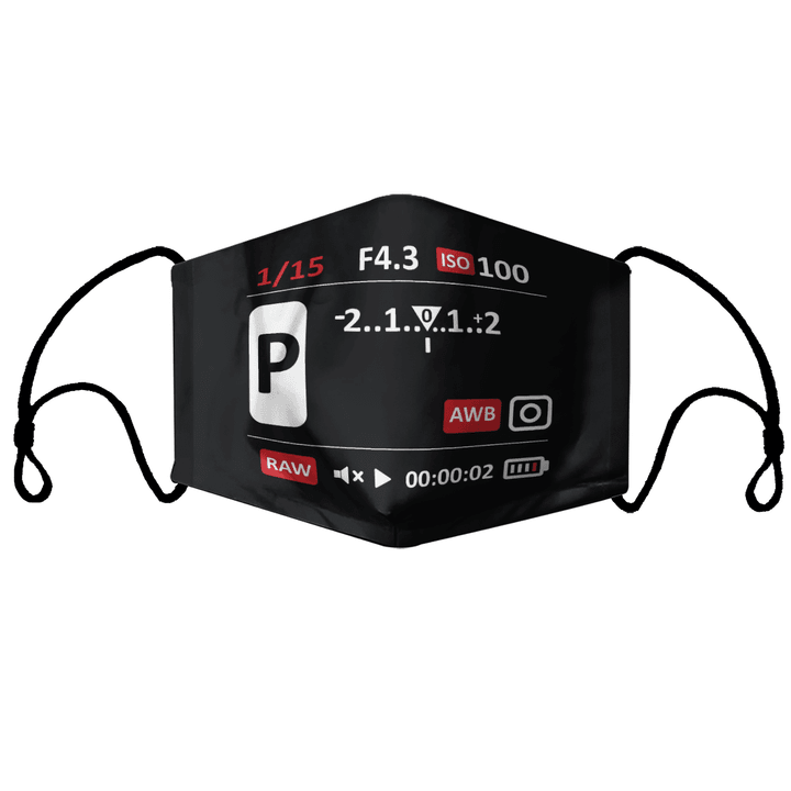 Camera viewfinder display Fabric Face Mask With Filters